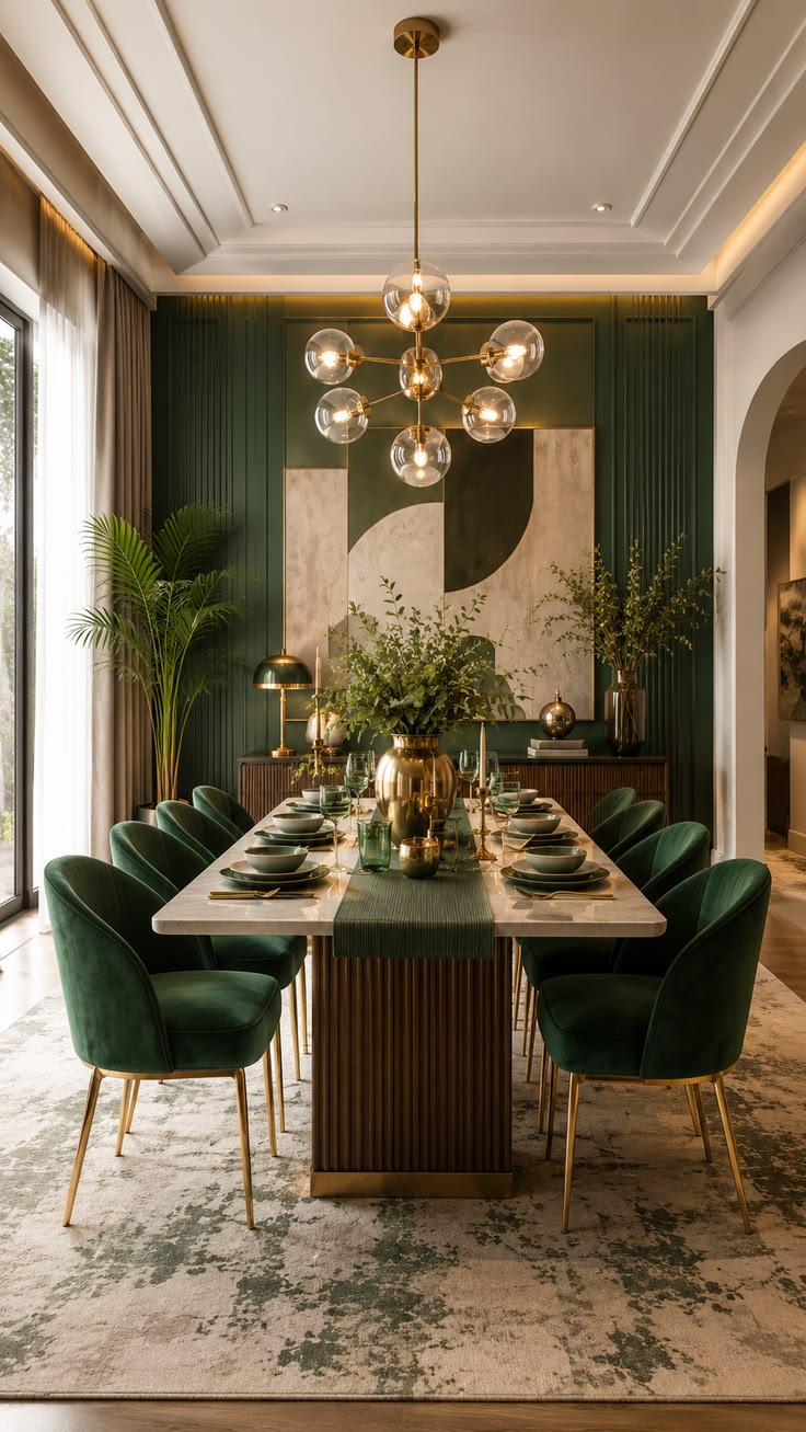 Elegant Green Dining Room Ideas for a Luxurious Modern Home